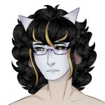 1:1 anthro black_hair blonde_hair female hair hi_res human mammal mariposa multicolored_hair snowballartist230 solo solo_focus two_tone_hair