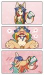 absurd_res accessory after_sex anthro blush bodily_fluids breasts canid canine clothed clothing comic dress duel_monster fairy_tail-luna fairy_tail_(archetype) female female_on_human fox genitals hi_res human looking_at_viewer mammal mr_harinezumi open_mouth penetration penile penile_penetration penis penis_in_vagina pleased_expression sex shy solo tail vaginal vaginal_penetration yu-gi-oh!