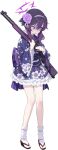  1girl averting_eyes back_bow blue_archive bow brown_sandals constricted_pupils doremi_(doremi4704) fabarm_fp6/sdass floral_print floral_print_kimono flower frilled_kimono frilled_sleeves frills full_body game_asset gun hair_between_eyes hair_flaps hair_flower hair_ornament hairband halo hands_up haruka_(blue_archive) haruka_(new_year)_(blue_archive) highres holding holding_gun holding_weapon japanese_clothes kimono large_variant_set legs long_sleeves looking_to_the_side medium_hair obi official_art open_mouth pink_pupils print_kimono pump_action purple_eyes purple_flower purple_hair purple_hairband purple_halo purple_kimono raised_inner_eyebrows sandals sash short_kimono shotgun sidelocks sideways_glance simple_background socks solo standing tabi tachi-e third-party_source transparent_background turn_pale variant_set weapon white_socks wide-eyed wide_sleeves 