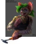 abstract_background alpha_channel andromorph anthro arm_tattoo artfight2026 candy dessert ear_piercing errokioslem food front_view green_hair hair half-length_portrait hammer hi_res holding_object holding_weapon intersex licking lollipop long_tongue looking_at_viewer mammal nonbinary_(lore) piercing portrait purple_eyes rodent solo tattoo tongue tongue_piercing tools weapon