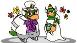 16:9 2026 anthro bottomwear bouquet bow_tie bracelet breasts clothed clothing duo elemental_creature eyebrows eyeshadow female flora_fauna flower green_body green_eyes green_scales green_tail grey_bottomwear grey_clothing grey_pants hat headgear headwear holding_bouquet holding_flower holding_object horn jewelry looking_at_viewer makeup mario_bros mrnarwhalsworth multicolored_clothing nintendo pants piranha_plant plant purple_bow_tie purple_clothing purple_eyeshadow purple_suit_jacket queen_clawdia_(mrnarwhalsworth) red_crown red_eyes scales shell shell_spikes smile smiling_at_viewer spiked_bracelet spiked_shell spiked_tail spikes spikes_(anatomy) suit_jacket tail tan_body tan_eyebrows top_hat two_tone_clothing two_tone_suit_jacket veil white_clothing white_hat white_headwear white_horn white_spikes white_suit_jacket widescreen yellow_clothing yellow_crown yellow_hat yellow_headwear