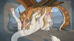 16:9 69_position after_oral after_sex anus avian balls beak berkut_(lyrunya) blue_eyes blush bodily_fluids brown_body castle cum cum_on_face cum_on_ground cum_on_head cum_on_paw cum_on_self cum_on_snout dragon duo ear_piercing ear_ring ear_tuft erection feathered_wings feathers feral feral_on_feral genital_fluids genitals gryphon hi_res horn knot knotted_penis lying male male/male mane mythological_avian mythological_creature mythological_scalie mythology on_back oral pawpads penis piercing pointy_ears rast rast_(character) ridged_penis ring_piercing scalie sex tail tail_tuft tuft white_body widescreen wingless_dragon wings yellow_eyes