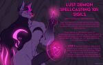 2023 abstract_background absurd_res anthro artist_name barazoku big_penis black_hair black_nose blep canid canine canis chest_markings closed_smile darkened_genitalia darkened_penis demon domestic_dog english_text facial_piercing fur genitals glowing glowing_markings hair hi_res information long_penis magic magic_user male male_anthro mammal markings melaisen mouth_closed multicolored_hair muscular muscular_anthro muscular_male nipple_piercing nipples nose_piercing nose_ring nude_anthro nude_male occult_symbol pec_markings pecs penis piercing pink_eyes pink_hair pink_nose_ring pink_ring pink_text portrait purple_body purple_fur ring_piercing sigil smile solo split_color_fur symbol text three-quarter_portrait tongue tongue_out tongue_piercing two_tone_hair
