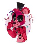  2018 absurd_res animatronic anthro bear bow_tie canine digital_media_(artwork) empty_eyes eyebrows five_nights_at_freddy&#039;s five_nights_at_freddy&#039;s_world hat hi_res machine male mammal redbear_(fnaf) robot sideshow-spottus simple_background top_hat video_games 