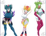 absurd_res ancient_pokemon anthro big_breasts breasts cinderace clothed clothed_anthro clothing clown clown_costume fan_character female female_anthro flutter_mane generation_7_pokemon generation_8_pokemon generation_9_pokemon group hi_res huge_breasts humanoid looking_at_viewer nintendo nurse nurse_clothing paradox_pokemon pok-zone pokemon pokemon_(species) size_difference small_waist standing thick_thighs trio tsareena wide_hips