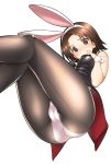  animal_ears ass brown_hair bunny_ears bunnysuit commentary_request girls_und_panzer hatakenaka_(kamagabuchi) highres pantyhose sawa_azusa short_hair solo 