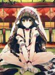  1girl ainu_clothes animal_ears anju_(utawarerumono) artist_request bare_legs black_hair braid breasts brown_eyes brown_hair choker closed_mouth collarbone copyright_name crest crossed_legs full_body hair_between_eyes hair_ornament headdress indian_style indoors lantern long_hair looking_at_viewer merchandise_available midriff midriff_peek multiple_braids navel official_art open_clothes panties pantyshot paper_lantern quad_braids red_choker ribbon_choker scan scan_artifacts single_off_shoulder sitting small_breasts smile snow_leopard_ears snow_leopard_girl snow_leopard_tail socks solo tail tatami thighs third-party_source underwear unworn_clothes utawarerumono:_itsuwari_no_kamen utawarerumono_(series) very_long_hair white_panties white_socks yellow_eyes 