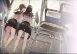  black_skirt blouse border brown_hair chair cherry_blossoms classroom desk facing_away fading_border from_behind from_below indoors kneepits long_hair long_sleeves looking_out_window matsuzaki_miyuki multiple_girls original petals pleated_skirt school_chair school_desk school_uniform serafuku shoes side-by-side skirt socks standing twintails upskirt uwabaki white_blouse white_legwear window yuri 