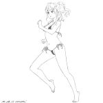  baba_arumi barefoot bikini breasts fate/grand_order fate_(series) fujimaru_ritsuka_(female) micro_bikini monochrome running side_ponytail small_breasts solo swimsuit 