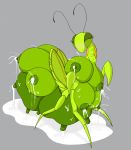  2_udders arthropod big_breasts breasts busty_feral female feral gnutsen_(artist) grey_background insect lactating mantis multi_breast multi_udder puddle simple_background solo 