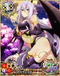  1girl aqua_eyes blush breasts cherry_blossoms chess_piece closed_mouth high_school_dxd huge_breasts looking_at_viewer official_art rook_(chess) rossweisse trading_card white_hair wings 