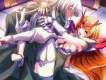 1boy 1girl armor armored_boots bed blonde_hair blush boots boy_on_top breasts broken_armor censored closed_eyes clothed_sex cum cum_in_pussy defloration game_asset gauntlets greaves grey_hair hetero houou_senki_maimu kinmedai_pink knight leg_lock long_hair lying magical_girl medium_breasts missionary mosaic_censoring nipples non-web_source official_art on_back open_mouth orange_hair orgasm penis rape self-datamine sex shinhou_maimu silver_armor smile tears thighhighs torn_clothes vaginal variant_set visual_novel_cg 