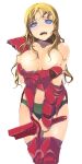  1girl areola_slip arm_under_breasts armor blonde_hair blue_eyes blush breasts broken broken_armor broken_sword broken_weapon commentary_request covering_one_breast covering_privates cowboy_shot crying green_panties highres himizuki_kazusa holding holding_sword holding_weapon irene_(ougon_no_shiro) large_breasts long_hair open_mouth ougon_no_shiro panties pauldrons red_thighhighs shoulder_armor single_pauldron solo streaming_tears sword tears thighhighs underwear wavy_hair weapon 