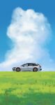  absurdres artist_name audi audi_rs6 blue_sky car chinese_commentary cloud commentary_request dated grass highres motor_vehicle no_humans original outdoors signature sky station_wagon vehicle_focus white_car yumegi_(mengx1) 