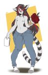  anthro big_bulge blush boosterpang bulge clothed clothing girly legwear lemur looking_at_viewer male mammal primate smile socks solo standing topless wide_hips 