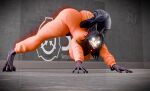 2026 3d_(artwork) 4_fingers all_fours anthro ass_up barefoot big_breasts big_butt black_body black_hair black_inner_ear_fluff bone breasts butt canid canine claws clothing collar digital_media_(artwork) digitigrade fangs feet female fingers full-length_portrait glowing glowing_eyes hair hanging_breasts hi_res impaer_jaster inner_ear_fluff inside jumpsuit long_hair looking_at_viewer malo mammal natural_breasts orange_clothing orange_jumpsuit portrait scp-1471-a scp_foundation sharp_teeth skull skull_head skulldog_(species) solo tail tail_aside teeth thick_thighs tuft watermark wide_hips