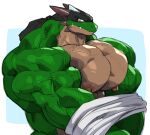 2026 anthro awkward biceps big_muscles big_pecs black_clothing black_headwear black_kerchief broad_shoulders clothing digital_drawing_(artwork) digital_media_(artwork) dragon erect_nipples forearm_muscles green_body green_scales headgear headwear hi_res horn huge_muscles huge_pecs hyper hyper_muscles kerchief kurogon looking_at_viewer male muscular muscular_arms mythological_creature mythological_scalie mythology neck_muscles nipples pecs scales scalie snout solo spikes spikes_(anatomy) tan_body tan_scales trapezius triceps undressing_self vald_(kurogon) vein veiny_muscles