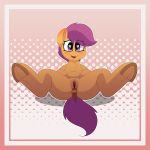  2017 absurd_res anatomically_correct anatomically_correct_pussy anus blush digital_media_(artwork) dock equine female friendship_is_magic hair hi_res hooves looking_at_viewer mammal my_little_pony pussy quarantinedchaoz scootaloo_(mlp) solo underhoof 