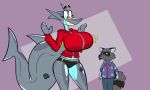 2026 5:3 animate_inanimate animated animated_gif anthro aquatic aygee band-aid band-aid_on_face bandage bandage_on_face big_breasts big_tail black_clothing black_underwear blep blue_body breast_squish breasts clothed clothed_anthro clothed_female clothed_male clothing duo female fin fish fur grey_body grey_fur head_fin holly_(aygee) hoodie huge_breasts inflatable johnny_(johnnycoon) larger_anthro larger_female latex latex_body living_inflatable living_latex male mammal multicolored_body nipple_tape pasties procyonid raccoon red_clothing red_eyes red_hoodie red_topwear shark sharp_teeth short_playtime size_difference smaller_anthro smaller_male squish tail tape teeth tongue tongue_out topwear two_tone_body underwear wardrobe_malfunction