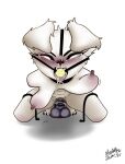 anthro ball ball_gag bdsm big_breasts black_collar blush blush_lines bodily_fluids bondage bound breasts canid canine claws collar crying digital_drawing_(artwork) digital_media_(artwork) dildo drooling eyelashes fangs feet female floppy_ears fur gag hanging_breasts harness hi_res kneeling mammal melody_maku nipples nose_hook o-ring open_mouth paws restrained saliva sex_toy signature simple_background solo spread_legs spreading tears teeth tennis_ball tennis_ball_in_mouth toes tongue tongue_out white_background white_body white_fur