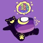 1:1 4_toes abdominal_bulge absurd_res ambiguous_gender ambiguous_species anthro bear belly big_belly black_body blush blush_lines butt claustrophile enbian feet group group_vore heart_symbol hi_res huge_belly inside_stomach interior_view mammal mass_vore multiple_prey nonbinary_(lore) pawpads purple_background purple_blush simple_background solo toes tongue tongue_out vore yellow_pawpads yellow_tongue