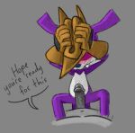 anon anthro blush bodily_fluids clothing colored_sketch covering covering_face darkened_genitalia dialogue dipodid duo embarrassed english_text fang_the_hunter featureless_crotch genital_fluids genitals gloves grey_background handwear hat headgear headwear holding_clothing holding_hat holding_headgear holding_headwear holding_object human human_on_anthro imminent_sex interspecies jerboa male male/male mammal null on_model penis penis_on_belly precum precum_on_penis rodent sega silverline simple_background sketch snaggle_tooth sonic_the_hedgehog_(series) spread_legs spreading squiggle_mouth straddling text