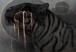  2018 digital_media_(artwork) feline feral fur greyscale jademere mammal monochrome solo striped_fur stripes teeth tiger white_fur 