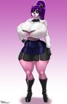  anthro bear big_breasts breasts cleavage clothed clothing female footwear heel_boots high_heels huge_breasts hyper hyper_breasts looking_at_viewer makeup mammal nipple_bulge panda plankboy platform_footwear platform_heels shoes smile solo standing thick_lips thick_thighs voluptuous wide_hips 