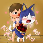  &lt;3 anal anal_penetration animal_crossing anthro blush bottomless clothed clothing cum enigi09 human japanese_text male male/male mammal nintendo nude penetration penis red_eyes rover_(animal_crossing) sweat tapering_penis text translation_request video_games villager_(animal_crossing) 