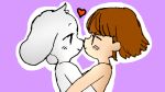  &lt;3 16:9 anthro asriel_dreemurr boss_monster chara_(undertale) child cub cute duo fur hi_res hug human love mammal nose_kiss purple_background simple_background smile undertale unknown_artist upscale video_games young 