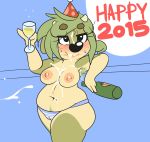  2015 alcohol anthro areola armpit_fetish armpit_hair belly beverage black_nose blush bottle bovine breasts cattle clothed clothing cum cum_in_mouth cum_in_navel cum_inside cum_on_armpit cum_on_breasts cum_on_face cum_on_stomach cup ejaculation english_text female freckles fur glass green_fur green_hair hair hat hi_res holding_cup holidays maggie_hudson mammal mostly_nude navel new_year nipples panties party_hat pubes sex slightly_chubby solo sprocket_(artist) sweat tan_fur text topless underwear wine_glass 