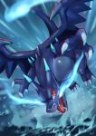  blue_fire blue_wings charizard dragon fire gen_1_pokemon highres mega_charizard_x mega_pokemon no_humans pokemon pokemon_(creature) tail tesshii_(riza4828) wings 