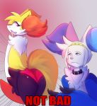  3_fingers ambiguous_gender blue_eyes blue_fur braixen butt clothing collar couple_(disambiguation) delphox drooling fan_character fur girly gradient_background headband invalid_tag kitsunekotaro male memes nintendo panties pink_eyes pok&eacute;mon pok&eacute;mon_(species) red_fur saliva simple_background underwear video_games white_fur yellow_fur 