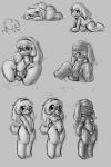  anthro ass_up ball_gag blush bound canine clothing collar female gag looking_at_viewer mammal multiple_poses pose pussy rubber rubber_suit simple_background sketch solo sorrynothing standing tongue tongue_out 