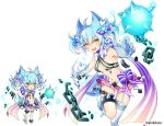  :d aki_no_jikan animal_ears arms_at_sides ass ball_and_chain_restraint bare_shoulders blue_bow bow breasts broken broken_chain chain claws grey_hair hair_ornament looking_at_viewer maru-kichi midriff multiple_views navel official_art open_mouth short_twintails single_thighhigh small_breasts smile snowflake_hair_ornament standing standing_on_one_leg tail thighhighs twintails watermark white_legwear wolf_tail yellow_eyes 