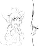  animated anthro clothed clothing coat dragon duo fully_clothed fur furred_dragon hair human jacket kuttoyaki looking_up mammal monochrome petting simple_background size_difference white_background 