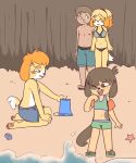  2017 animal_crossing animal_humanoid anthro arm_around_shoulders beach bikini biped blonde_hair blue_eyes blush breasts brown_eyes canine child clothed clothing cute daughter digital_media_(artwork) dog eyebrows eyes_closed family father female freckles fur hair hair_bun hi_res human human_on_anthro humanoid hybrid interspecies isabelle_(animal_crossing) kneeling male male/female mammal marine midriff mother multicolored_fur navel nintendo open_mouth orange_hair outside parent rainbowsprinklesart romantic_couple sand seaside shell shih_tzu smile son standing starfish swimming_trunks swimsuit teeth tongue topless two_tone_fur video_games villager_(animal_crossing) water water_wings white_fur yellow_fur young 