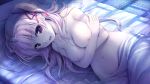  august bekkankou blush breasts game_cg long_hair miyaguni_akari nude pink_hair purple_eyes sen_no_hatou_tsukisome_no_kouki 