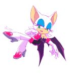  anthro bat boots clothing eyeshadow female footwear fur gloves green_eyes hal_(pixiv) lipstick makeup mammal rouge_the_bat signature simple_background solo sonic_(series) video_games white_fur wings 
