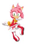  amy_rose anthro boots bracelet clothing dress female footwear gloves green_eyes hair hairband hal_(pixiv) hedgehog jewelry mammal pink_hair short_hair signature simple_background smile solo sonic_(series) video_games 