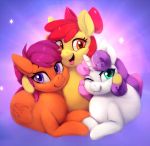  2018 animated apple_bloom_(mlp) collaboration cutie_mark_crusaders_(mlp) digital_media_(artwork) earth_pony equine feathered_wings feathers female feral friendship_is_magic group hair hair_bow hair_ribbon horn horse looking_at_viewer mammal mrscurlystyles multicolored_hair my_little_pony open_mouth pegasus pony red_hair ribbons rodrigues404 scootaloo_(mlp) smile sweetie_belle_(mlp) two_tone_hair unicorn wings 