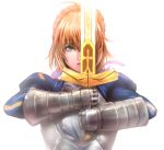  absurdres ahoge armor armored_dress artoria_pendragon_(all) bangs blonde_hair blue_dress blue_eyes blue_ribbon blush braid breastplate dress enty_reward excalibur fate/stay_night fate_(series) french_braid gauntlets green_eyes hair_between_eyes hair_bun hair_ribbon hands_up highres holding holding_sword holding_weapon juliet_sleeves lips long_sleeves looking_at_viewer nose open_mouth paid_reward pink_lips puffy_long_sleeves puffy_sleeves ribbon saber short_hair sidelocks simple_background solo standing sword two-handed upper_body weapon white_background zucchini 