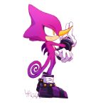  anthro chameleon clothing espio_the_chameleon footwear gloves hal_(pixiv) lizard male reptile scalie signature simple_background solo sonic_(series) video_games yellow_eyes 