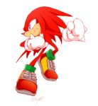  anthro clothing echidna footwear gloves hal_(pixiv) knuckles_the_echidna male mammal monotreme purple_eyes signature simple_background solo sonic_(series) video_games 