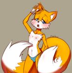  2017 anthro blue_eyes blush bulge canine clothed clothing cum digital_drawing_(artwork) digital_media_(artwork) dipstick_tail erection fingerless_gloves fox fur gloves male mammal miles_prower multicolored_tail navel nipples open_mouth plushkinn signature simple_background solo sonic_(series) teeth underwear video_games white_fur yellow_fur 