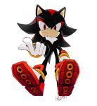  anthro clothing footwear gloves hal_(pixiv) hedgehog male mammal shadow_the_hedgehog signature simple_background solo sonic_(series) video_games 
