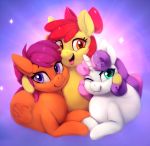  2018 apple_bloom_(mlp) collaboration cutie_mark_crusaders_(mlp) digital_media_(artwork) earth_pony equine feathered_wings feathers female feral friendship_is_magic group hair hair_bow hair_ribbon horn horse looking_at_viewer mammal mrscurlystyles multicolored_hair my_little_pony open_mouth pegasus pony red_hair ribbons rodrigues404 scootaloo_(mlp) smile sweetie_belle_(mlp) two_tone_hair unicorn wings 