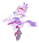  anthro blaze_the_cat butt_pose clothing dipstick_tail feline female footwear fur gloves hair hal_(pixiv) high_heels mammal multicolored_tail ponytail purple_fur purple_hair shoes signature simple_background solo sonic_(series) video_games yellow_eyes 
