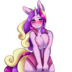  &lt;3 &lt;3_eyes 2016 alpha_channel anthro anthrofied areola big_breasts blush breasts clothed clothing equine exposed_breasts female friendship_is_magic hair hi_res horn kronilix mammal multicolored_hair my_little_pony navel nipples princess_cadance_(mlp) simple_background solo standing transparent_background unicorn 