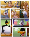  breasts bugs_bunny butt comic daffy_duck dialogue female jaykasai lagomorph lola_bunny looney_tunes male mammal nude patreon rabbit warner_brothers 